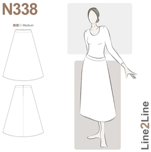 Line2Line snitmønster - N338 Nederdel med vidde og faconsyet linning